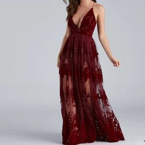 NWT Elegant Burgundy Evening Gown